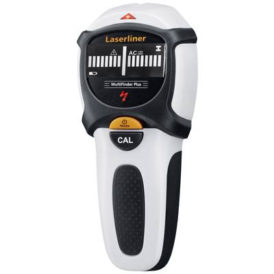 Dispositivo elettronico di misurazione 'Laserliner' per l'individuazione di cavi o metalli all'interno dei muri, dotato di pulsanti di calibrazione e selezione modalità.