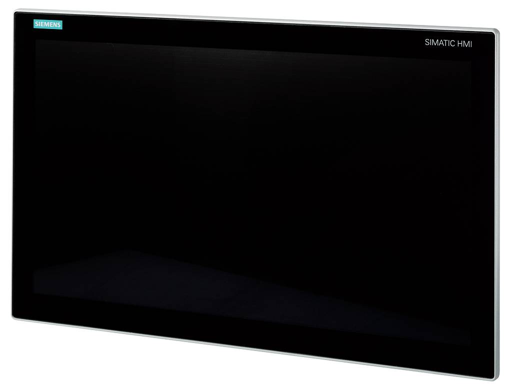 Un display HMI Siemens Simatic nero.