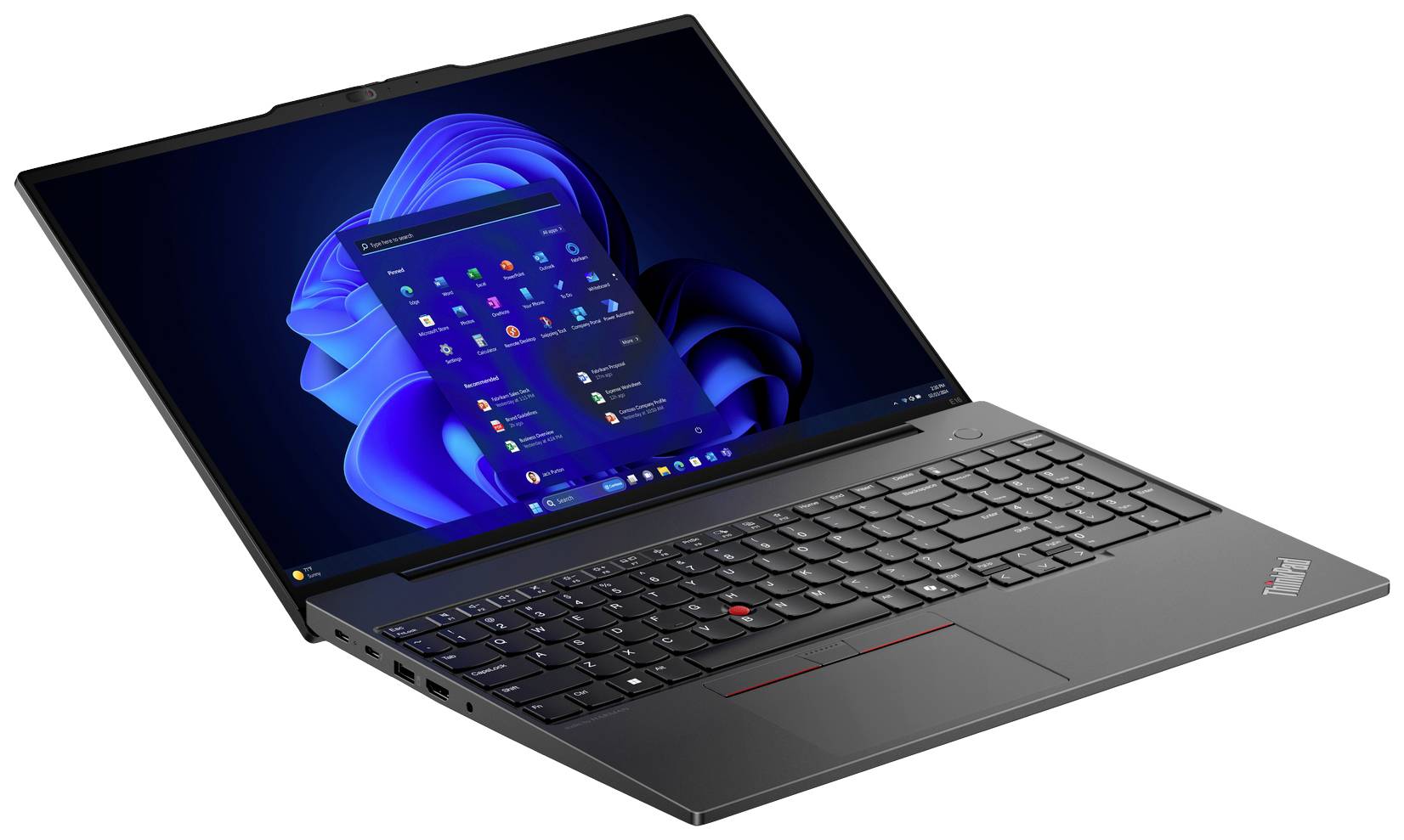 Un laptop aperto con tastiera nera e uno schermo che mostra il sistema operativo Windows.