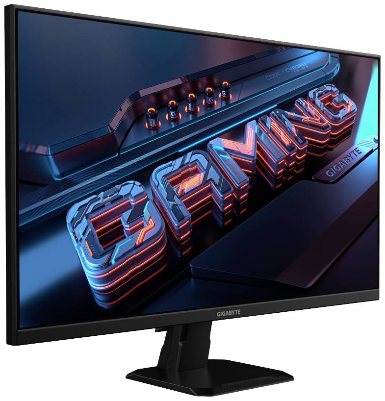 Un monitor per computer con la parola 'GAMING' in grandi lettere luminose sullo schermo, che indica un'ottimizzazione per il gaming.
