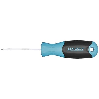 Cacciavite piatto con impugnatura blu e nera con logo 'Hazet' e lama sottile.
