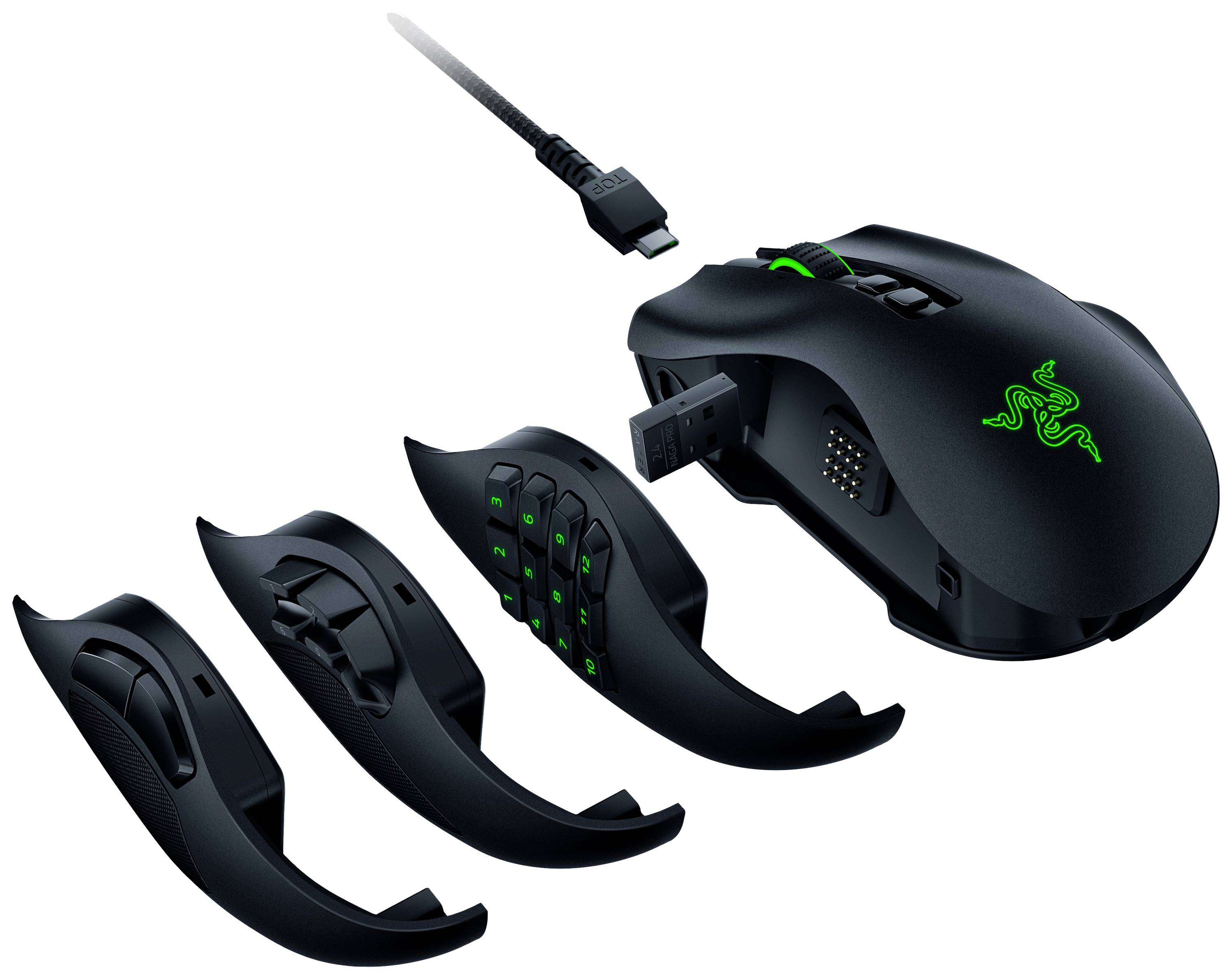 RAZER Naga Pro Mouse da gioco Bluetooth® Ottico Nero 20 Tasti 20000 dpi