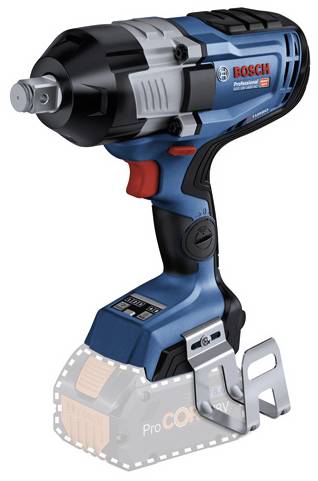 Avvitatore a percussione Bosch in blu e nero con pulsante rosso, punta argentata e logo Bosch, raffigurato senza batteria.