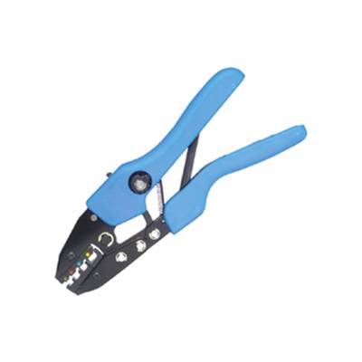 Una pinza con impugnature blu, probabilmente un taglia-cavi o uno strumento per crimpar.