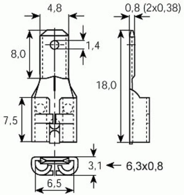 Vogt Verbindungstechnik 3829g.67 Connettore a spina piatta con linguetta angolata Larghezza spina: 6.30 mm Spessore spina: 0.80 mm Non isolato 250 pz.