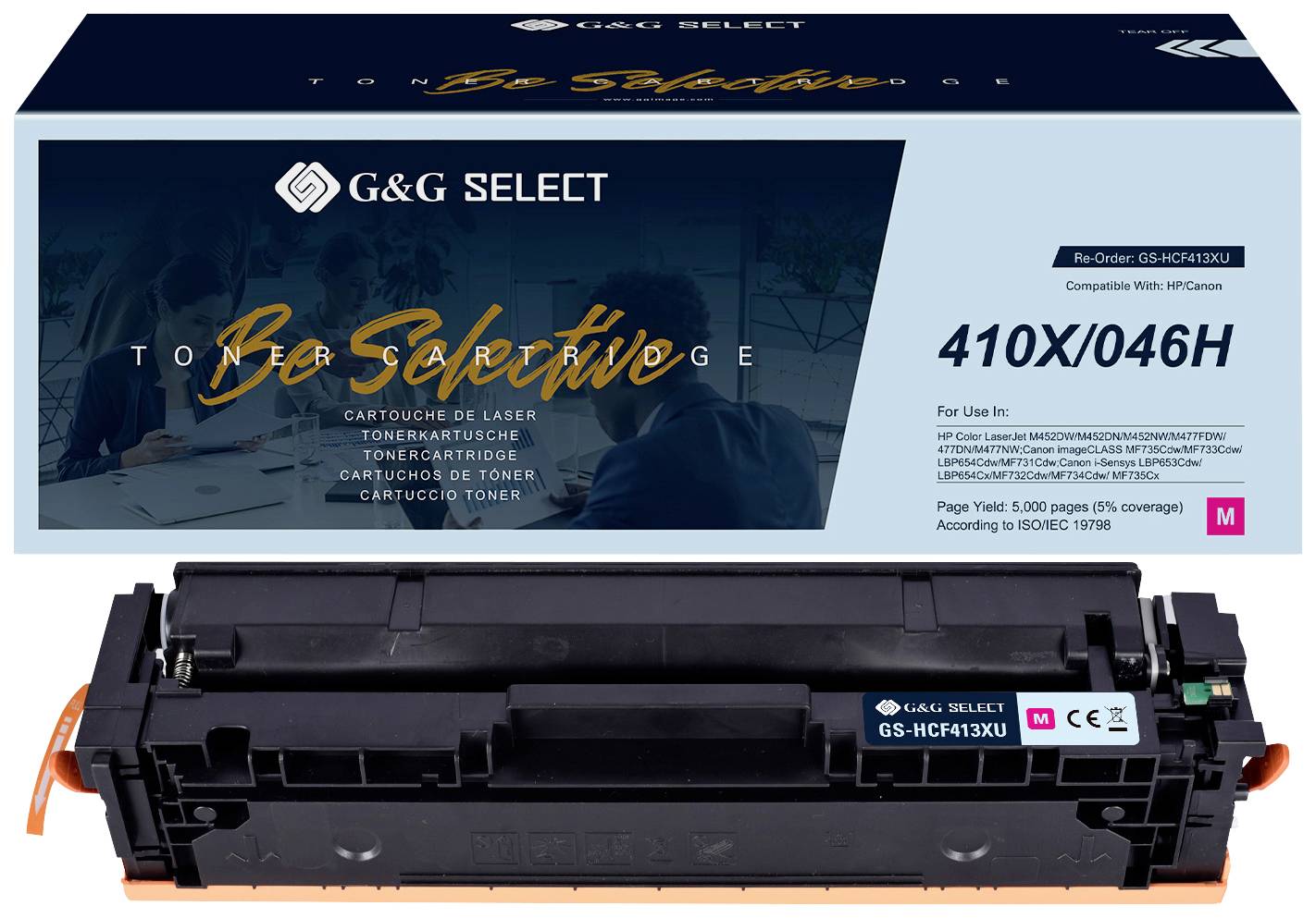 G&G Toner sostituisce Canon, HP 410X, 046H Compatibile Magenta CF413X/Cartridge 046H Magenta GS-HCF413X(U)