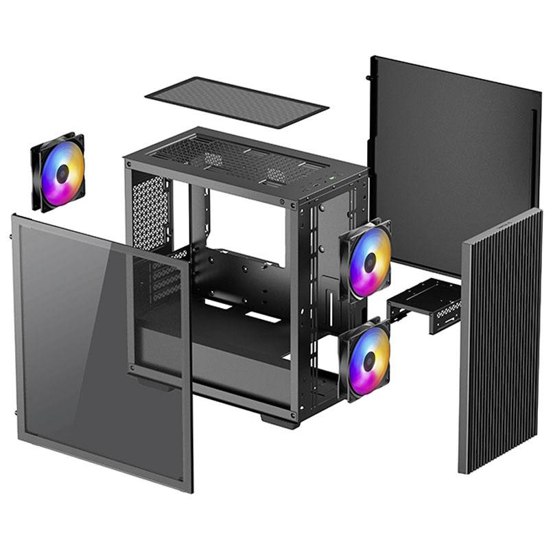 DeepCool DeepCool Matrexx 40 3FS Micro-ATX - schwarz Micro-Tower PC Case da gioco, Contenitore, PC Case Nero-8