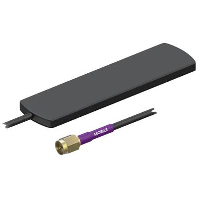 Antenna piatta, nera con cavo e connettore dorato. Il cavo è contrassegnato con la scritta 'MOBILE'.