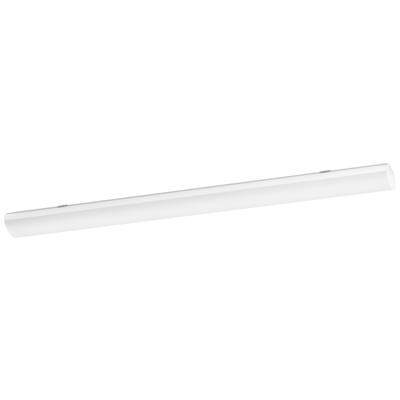 Un semplice elemento luminoso lungo e bianco, probabilmente un'illuminazione a LED, su sfondo bianco.