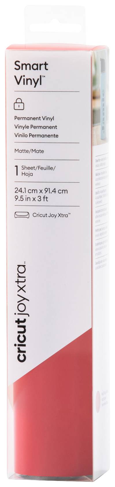 Una confezione di 'Smart Vinyl' di Cricut Joy Xtra, permanente, 1 rotolo, misure: 24,1 cm x 91,4 cm.