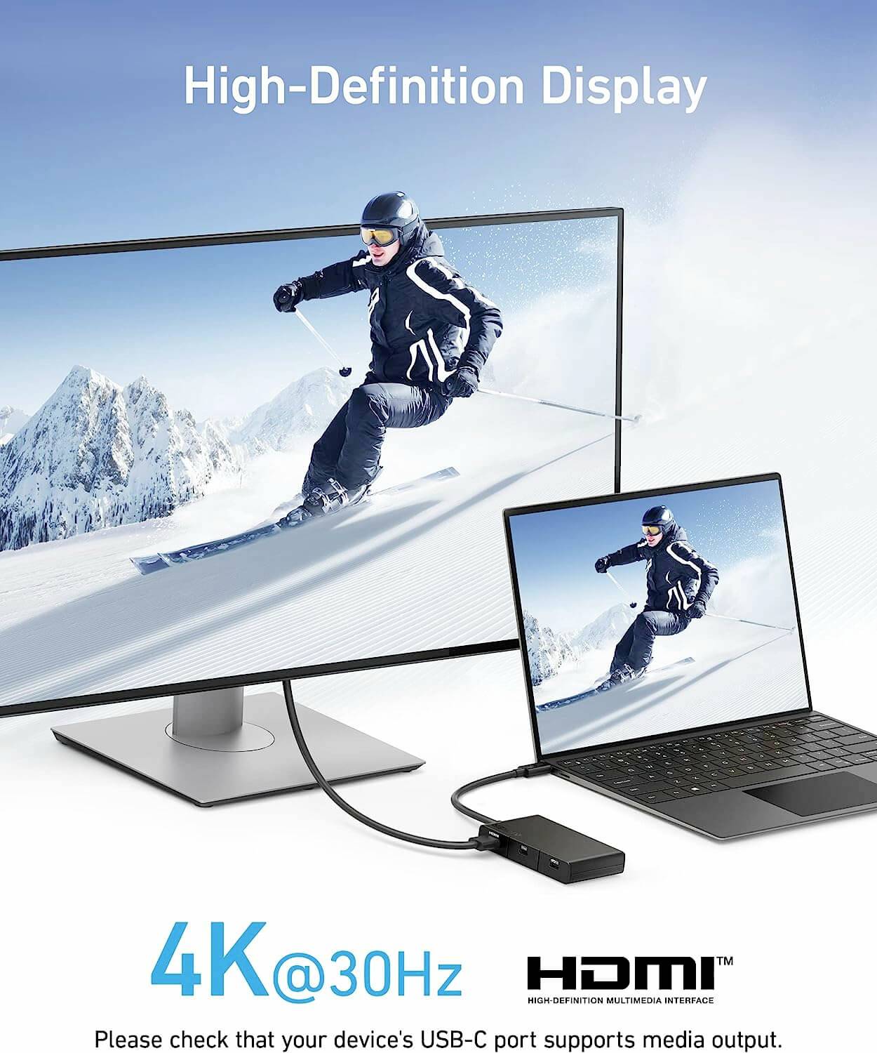 • 5-in-1 USB-C Mini Dock-/ Hub • HDMI - 4K Support • 100W Power Delivery-5