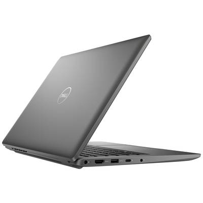 Un laptop argentato raffigurato di lato, parzialmente aperto. A sinistra sono visibili delle porte, il logo del marchio è sul coperchio.
