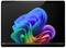 Un tablet con un'immagine di sfondo astratta e colorata e una barra delle applicazioni che mostra diverse icone di app.