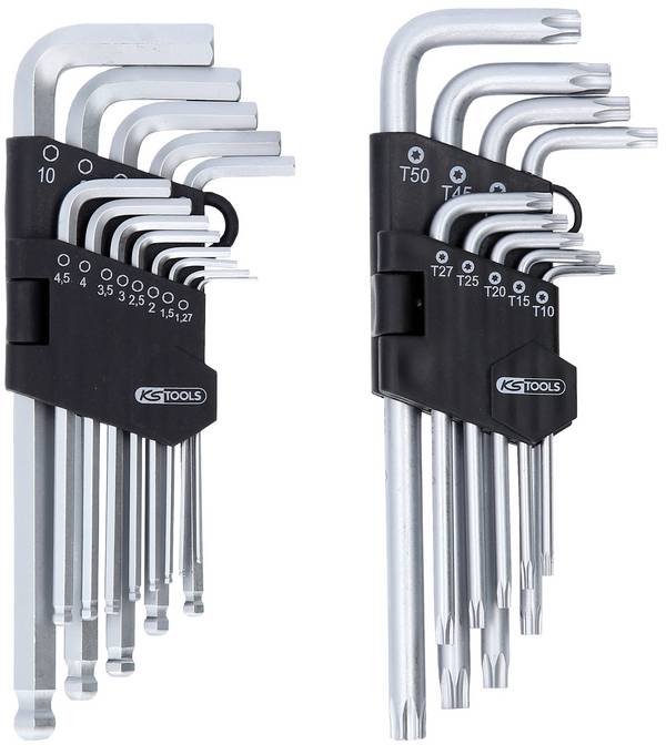 KS Tools 151.4000 TX Kit di chiavi a brugola 1.27 mm, 1.5 mm, 2 mm, 2.5 mm, 3 mm, 3.5 mm, 4 mm, 4.5 mm, 5 mm, 6 mm, 7 mm, 8 mm, 10 mm  T 10, T 15, T 20, T 25, T 27, T 30, T 40, T 45, T 50 22 parti