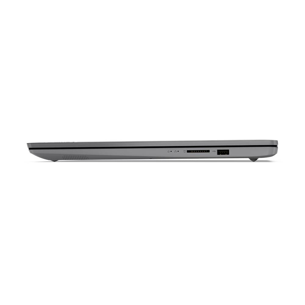 Un laptop sottile e chiuso di lato, che mostra le porte come USB e jack audio. Ideale per un utilizzo compatto durante i viaggi.