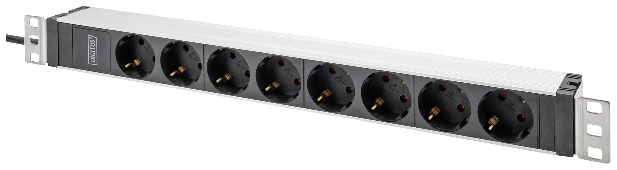Digitus DN-95428 19 pollici Multipresa per armadio rack 1 U Presa schuko Adatto per profondità armadio: da 300 mm Alluminio, Alluminio (anodizzato), Nero, Nero (opaco), Nero - Argento, Nero / Argento