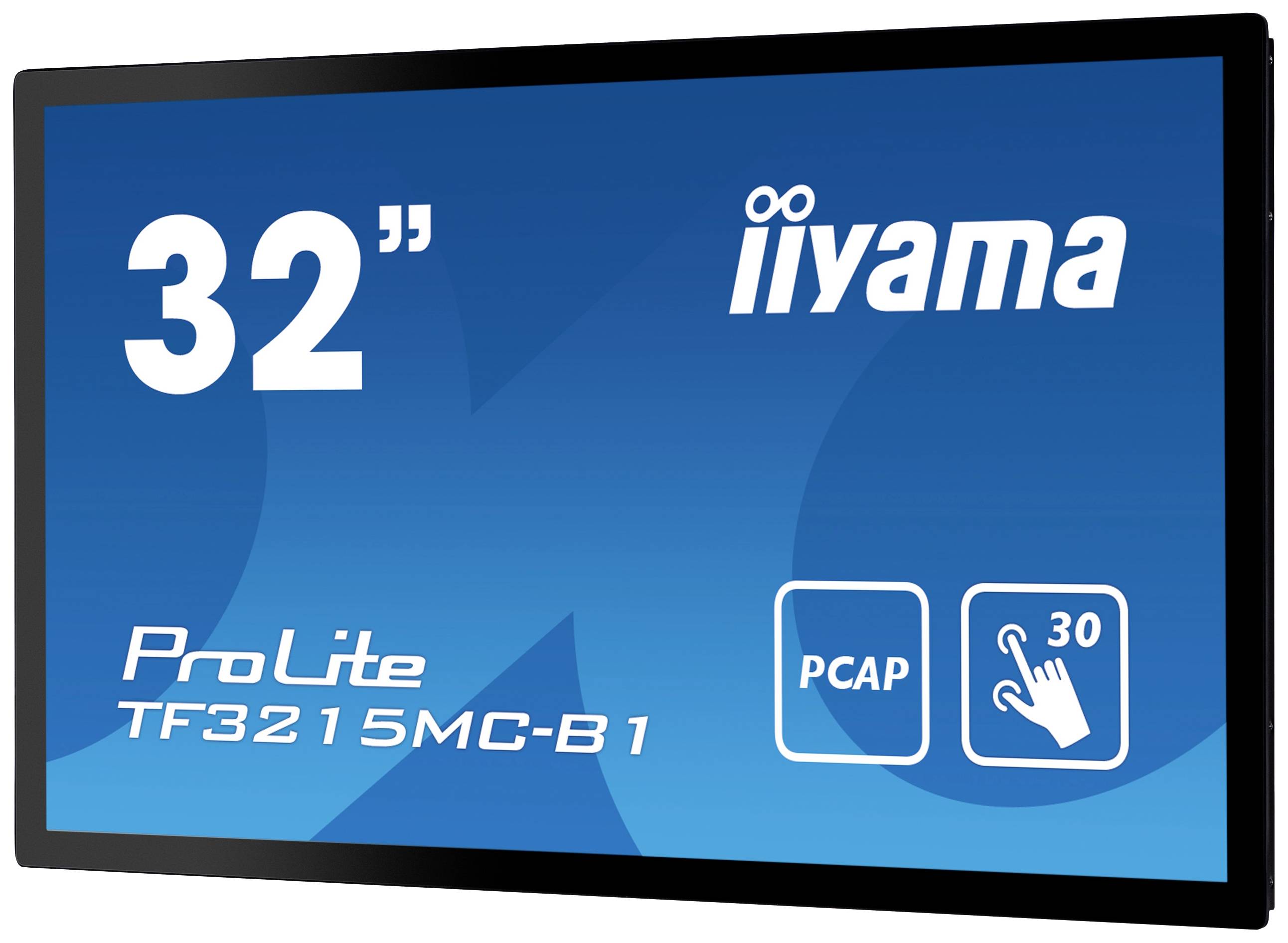 Monitor touchscreen Iiyama da 32 pollici, modello 'ProLite TF3215MC-B1', con tecnologia PCAP per fino a 30 tocchi simultanei.
