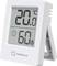 Termometro e igrometro digitale indica 20 gradi Celsius e 60 percento di umidità, con un'indicazione di un viso sorridente.
