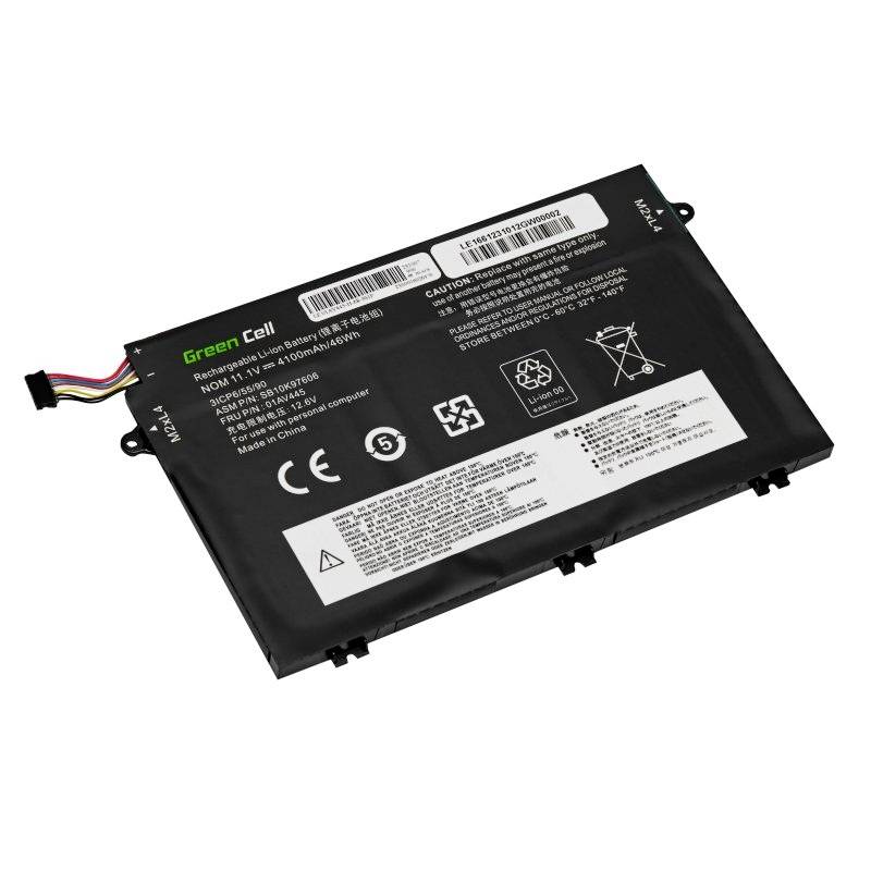 Elegante batteria agli ioni di litio nero con informazioni sull'etichetta e avvertenze di sicurezza per dispositivi elettronici.