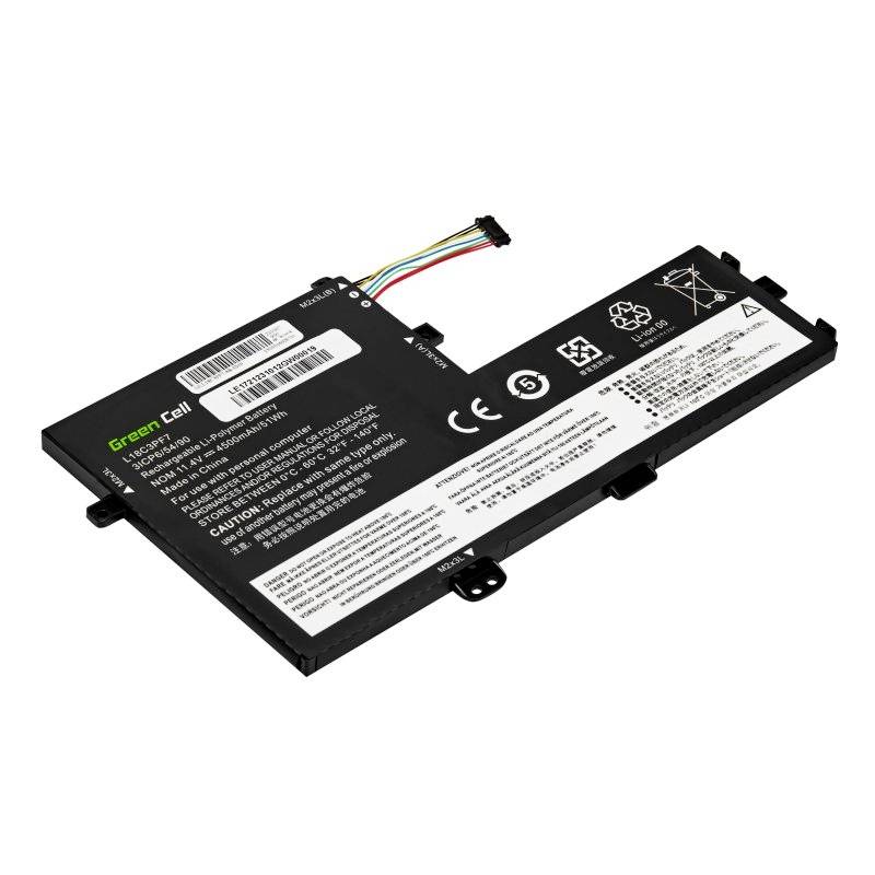 Un laptop batteria rettangolare con diversi etichette e avvertenze sulla superficie superiore, inclusi simboli per il riciclaggio.
