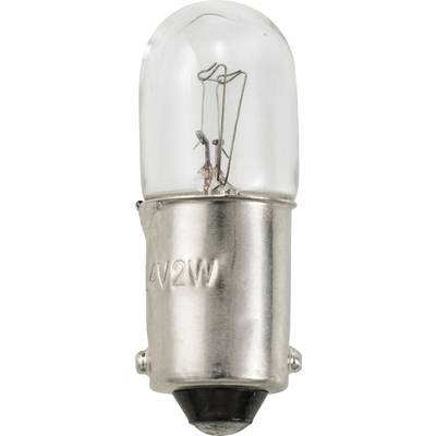 Lampadina con vetro trasparente e attacco metallico, mostra i fili interni e la marcatura '4V2W' sull'attacco.