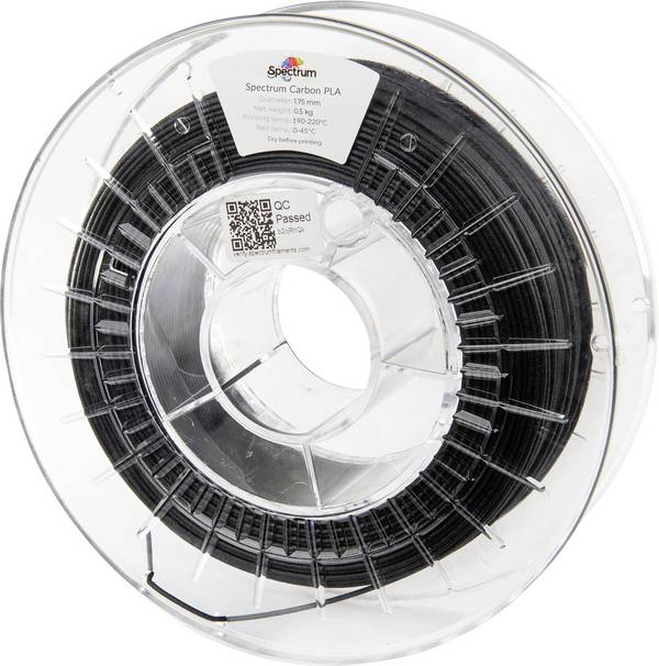 Spectrum Filaments 80465 PLA Carbon Filamento per stampante 3D PLA-CF Rinforzato in fibra di carbonio, Opaco 1.75 mm 500 g Nero  1 pz.