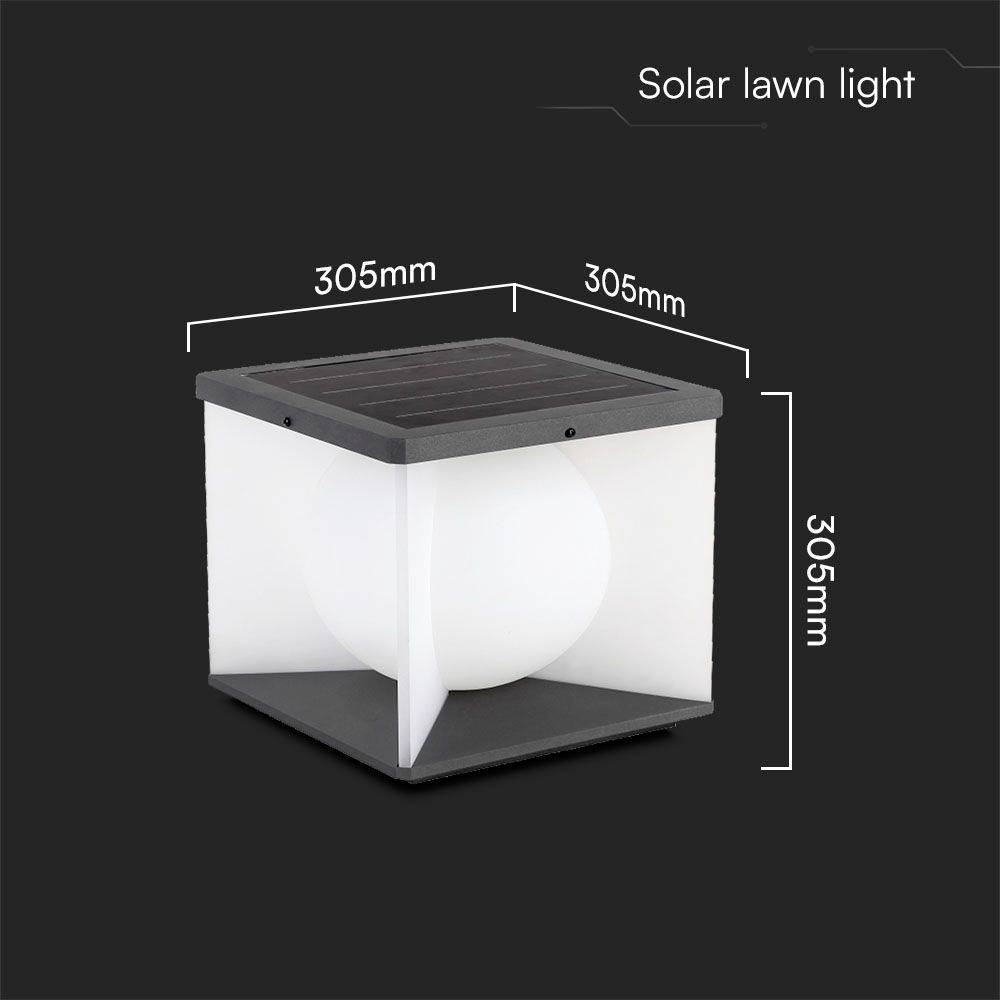 V-TAC Lampada LED Solare da Giardino 8W Diffusore a Cubo Telecomando 3000K IP65-3
