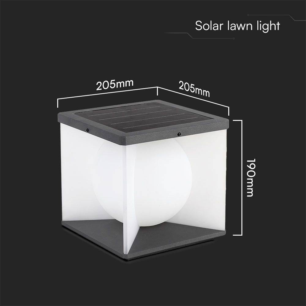 V-TAC Lampada LED Solare da Giardino 3W Diffusore a Cubo Telecomando 3000K IP65-3