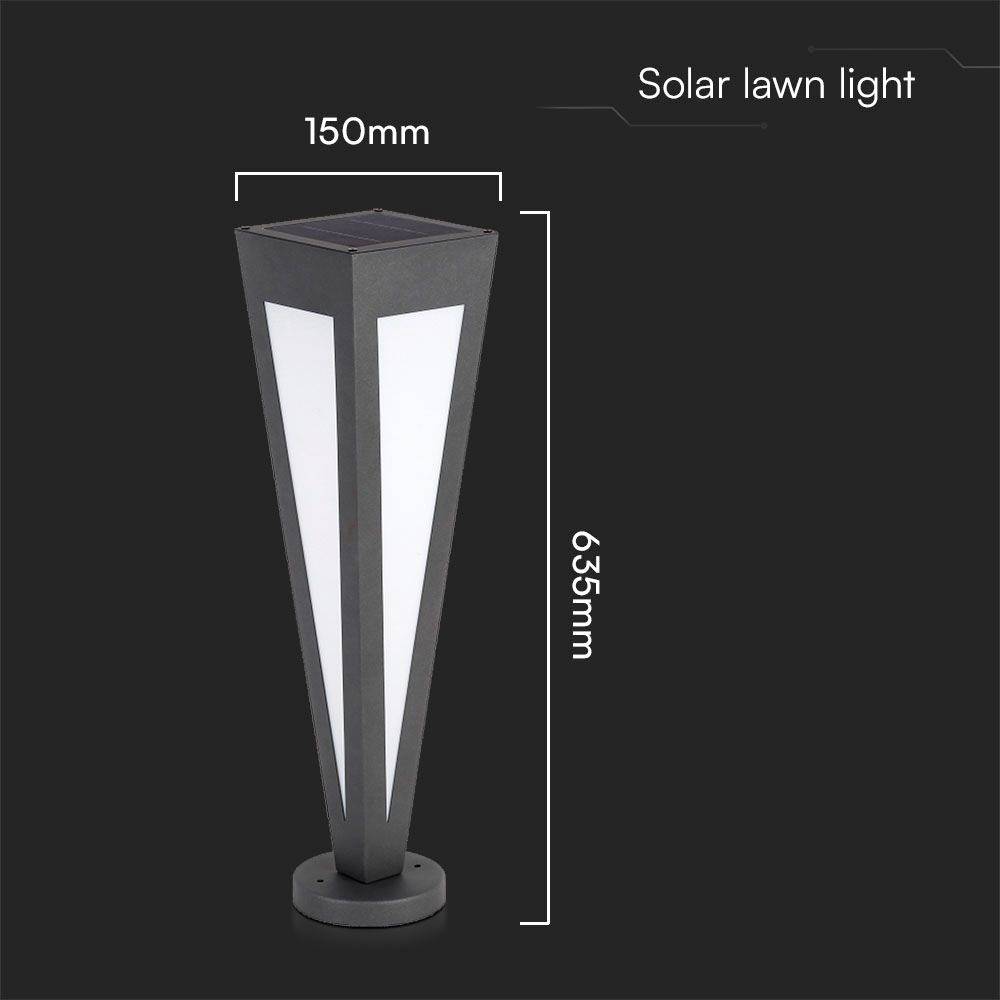 V-TAC Piantana Solare LED da Giardino 2W 635cm con Telecomando Colore Nero 3000K IP65-3