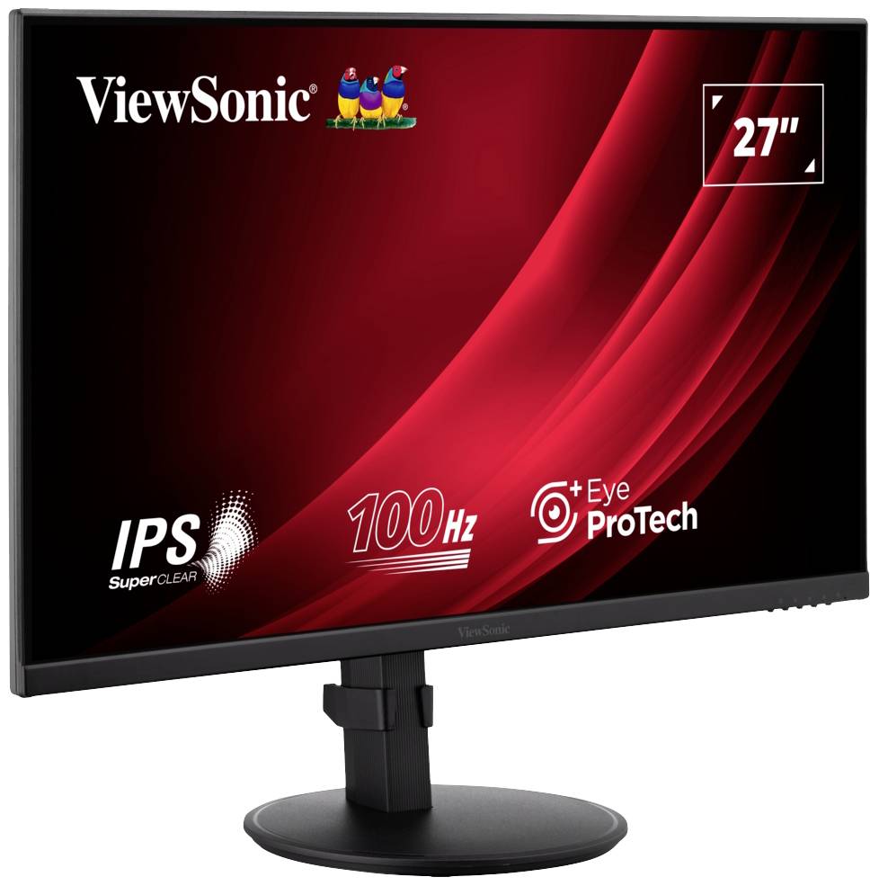 Monitor ViewSonic da 27 pollici, con pannello IPS SuperClear, frequenza di aggiornamento di 100 Hz, tecnologia Eye ProTech.