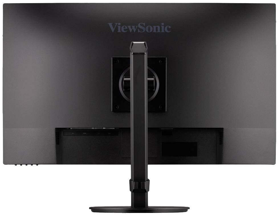 Retro di un monitor ViewSonic. Il display è poggiato su un supporto stabile e non mostra alcuna immagine sullo schermo.