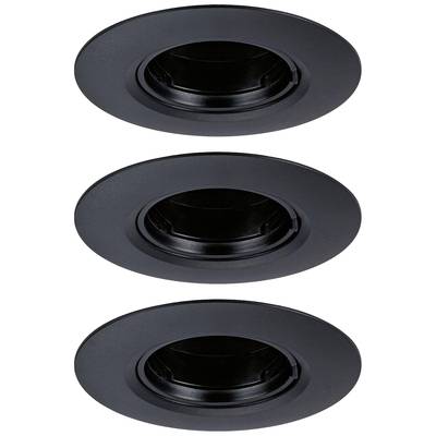 Tre faretti da incasso a soffitto neri, rotondi, disposti verticalmente. Hanno uno stile minimale e sono adatti per l'illuminazione d'interni.