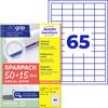 Avery-Zweckform 6121-65 Etichetta universale 38 x 21.2 mm Carta Bianco 65 Foglio A tenuta permanente Stampante a getto d'inchiostro, Stampante laser, Stampante laser a colori, Fotocopiatrice, Stampante a colori, Dicitura a mano