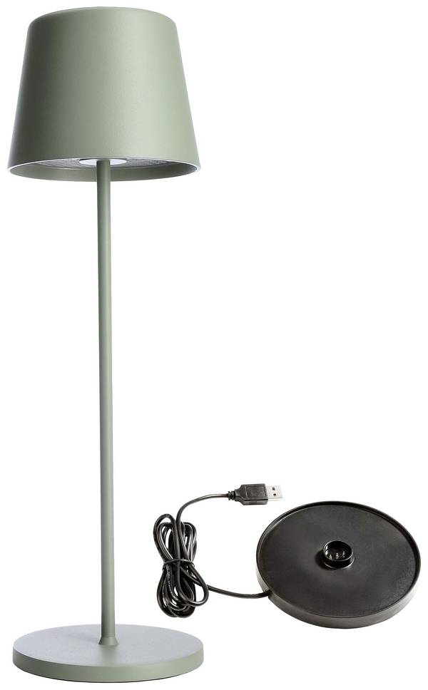 Deko Light 620195 Canis Lampada da tavolo a batteria a LED  3.5 W Bianco caldo  Grigio-Verde