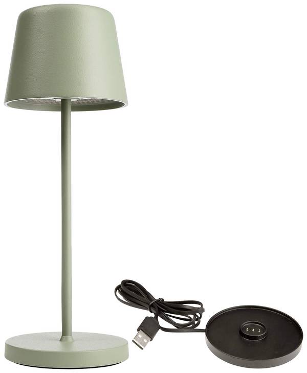 Deko Light 620203 Canis Mini Lampada da tavolo a batteria a LED  2.3 W Bianco caldo  Grigio-Verde