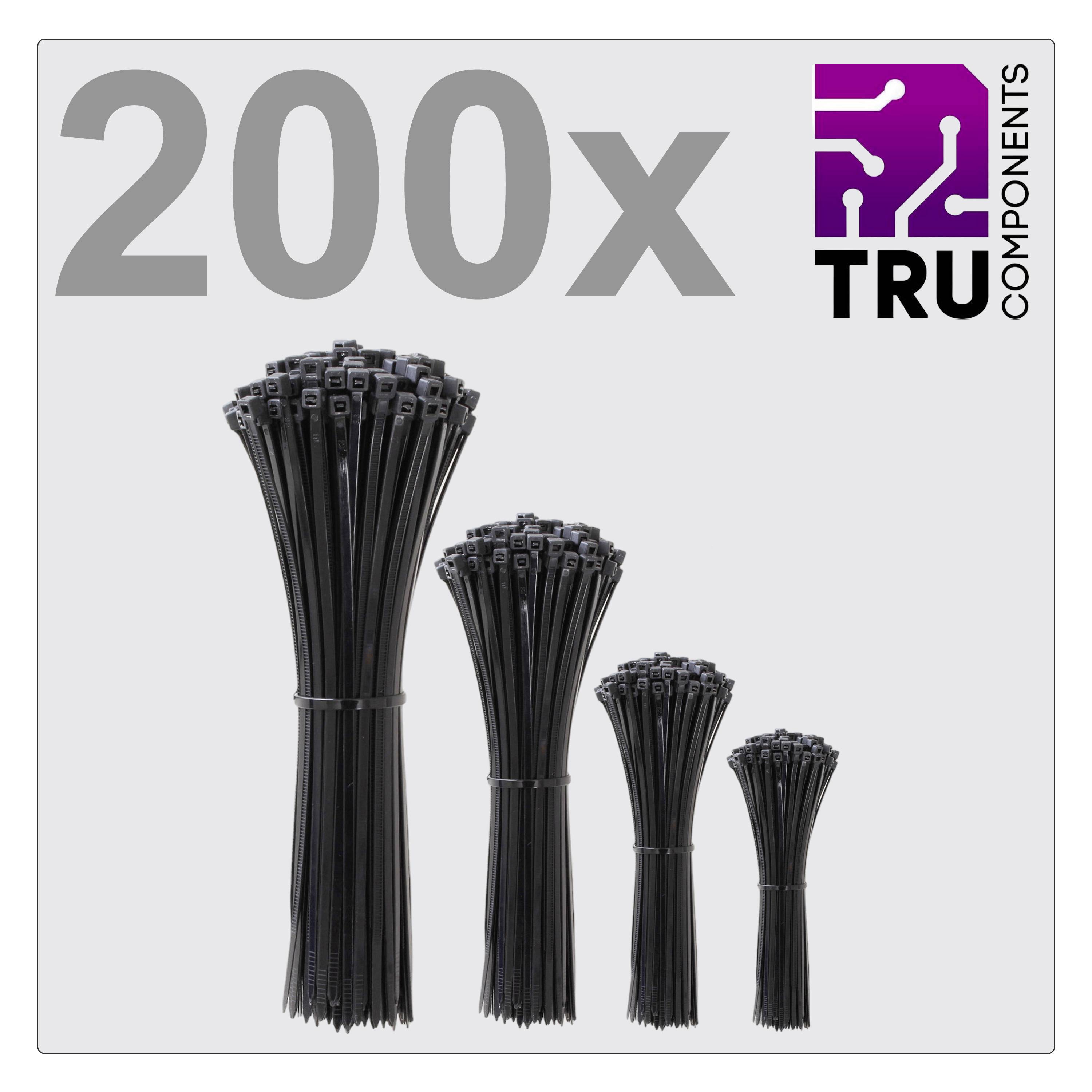 '200 fascette stringicavo in varie dimensioni, marca TRU Components'