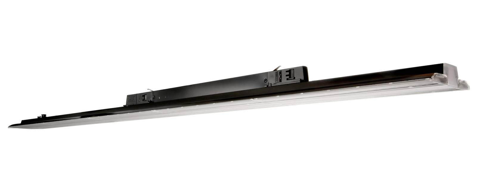 Un pannello luminoso LED rettangolare lungo, con cornice in alluminio, idoneo per l'installazione a soffitto.