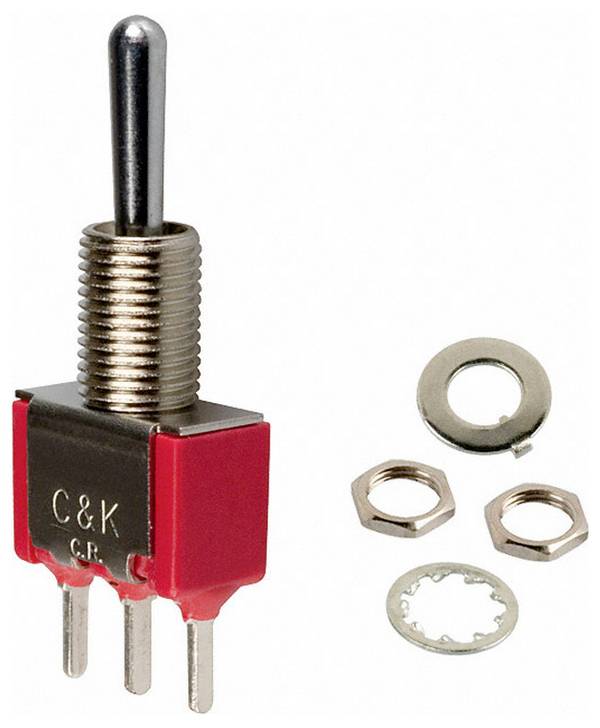 C & K Switches 7103SYCQE Toggle Switch 7000 Series 120 V/AC, 28 V/DC 5 A 1 x On/Off/On 1 pz. Bulk