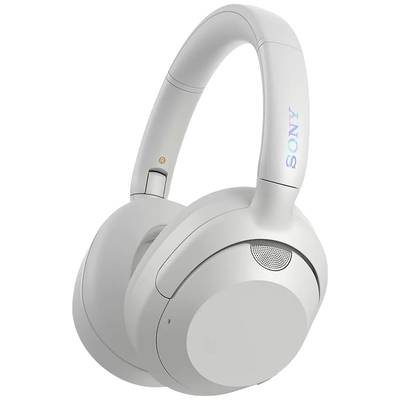 Cuffie bianche con padiglioni auricolari in plastica e archetto. Logo 'SONY' sul lato. Adatte per musica e chiamate.