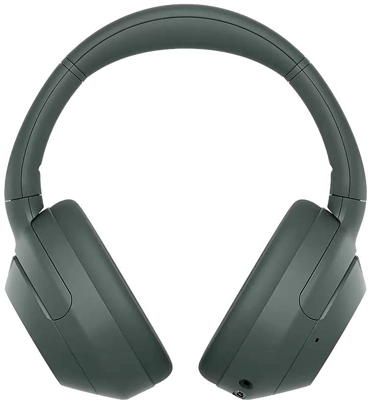 Cuffie over-ear verde scuro con padiglioni simil-cuscinetto e fascia superiore imbottita, ideali per ascoltare musica o effettuare chiamate.