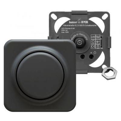 'Dimmer LED 6149, 230V, 50W, Made in Germany. Manopola nera con foro, vite di montaggio. Produttore: inter BÄR.'