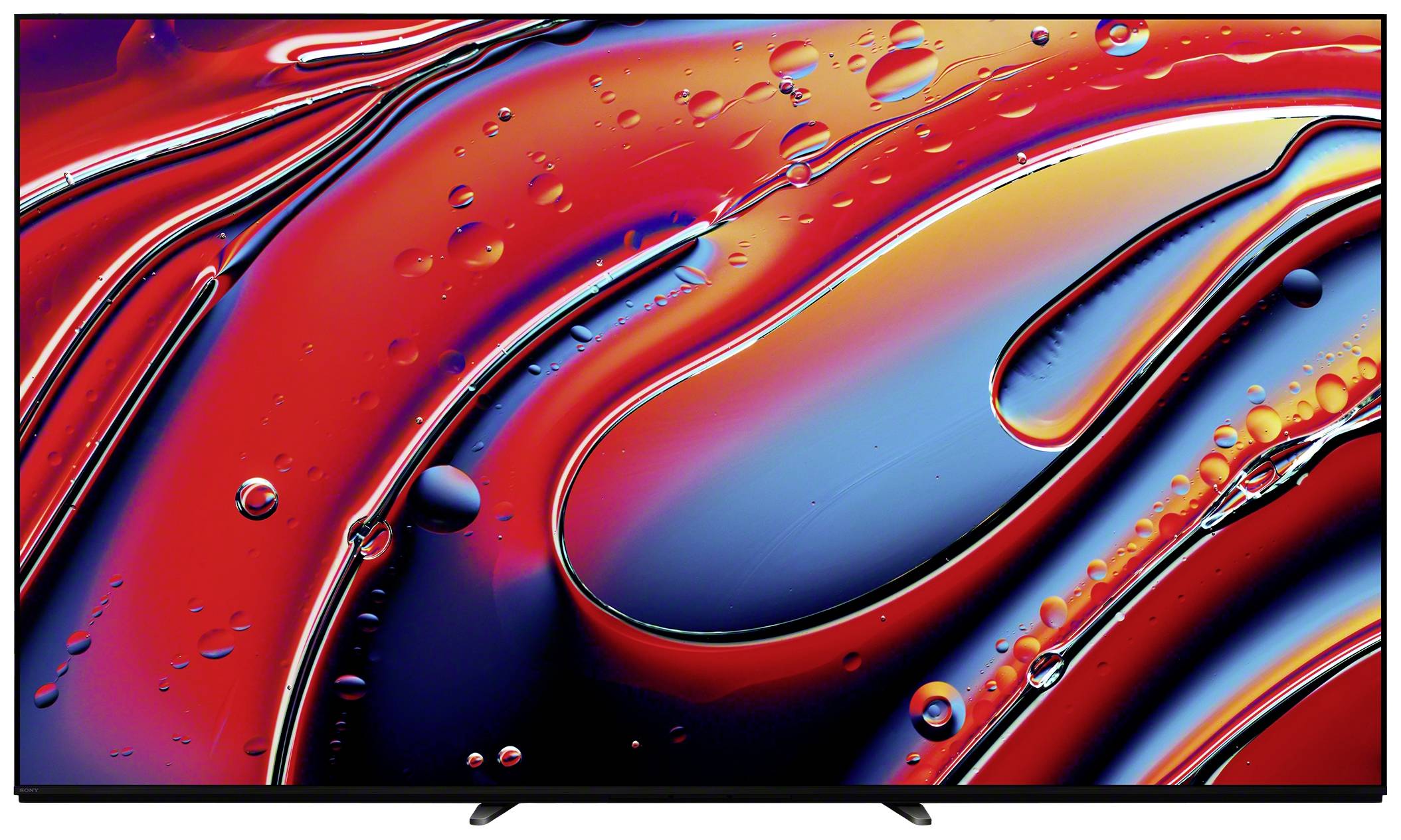 Ripresa ravvicinata di liquidi astratti in tonalità di rosso e blu, con riflessi di luce ed effetti di gocce d'acqua.