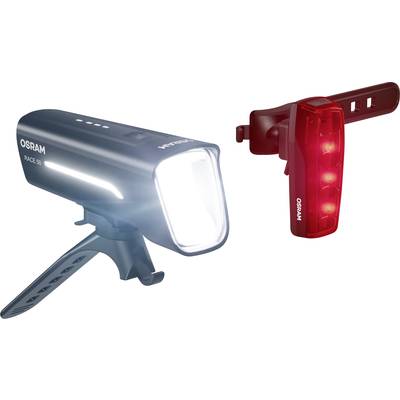 Set di luci anteriori e posteriori Osram per biciclette. La luce anteriore è bianco brillante, quella posteriore ha LED rossi. Ideale per la visibilità.