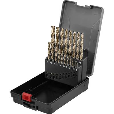 Set di punte con diverse dimensioni in un astuccio nero aperto con chiusura rossa.