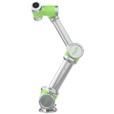 Braccio robotico con componenti verdi e argentate, raffigurato in vista laterale con strutture articolate.