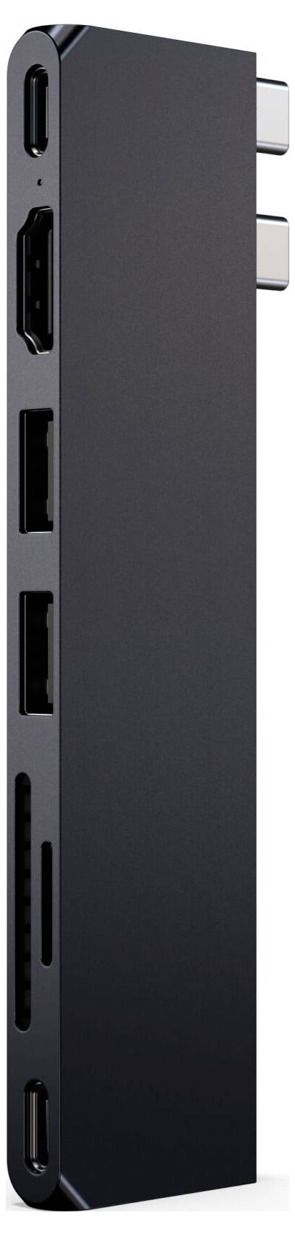 Un hub USB-C multiporta: HDMI, USB-A, lettore di schede SD e due ulteriori porte USB-C, adatto per laptop.