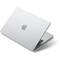 Un laptop argentato in visuale angolata con il display chiuso. Sul coperchio è presente un logo Apple con il classico morso.