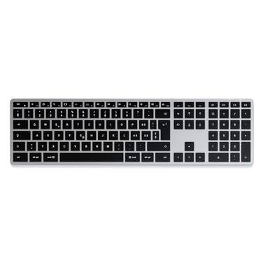 Satechi Slim X3 Bluetooth® Tastiera Svizzera, QWERTZ Antracite pulsanti multimedia, con tastierino numerico, Illuminato