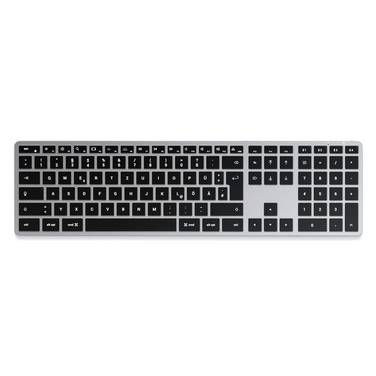 Satechi Slim X3 Bluetooth® Tastiera Tedesco, QWERTZ Antracite pulsanti multimedia, con tastierino numerico, Illuminato