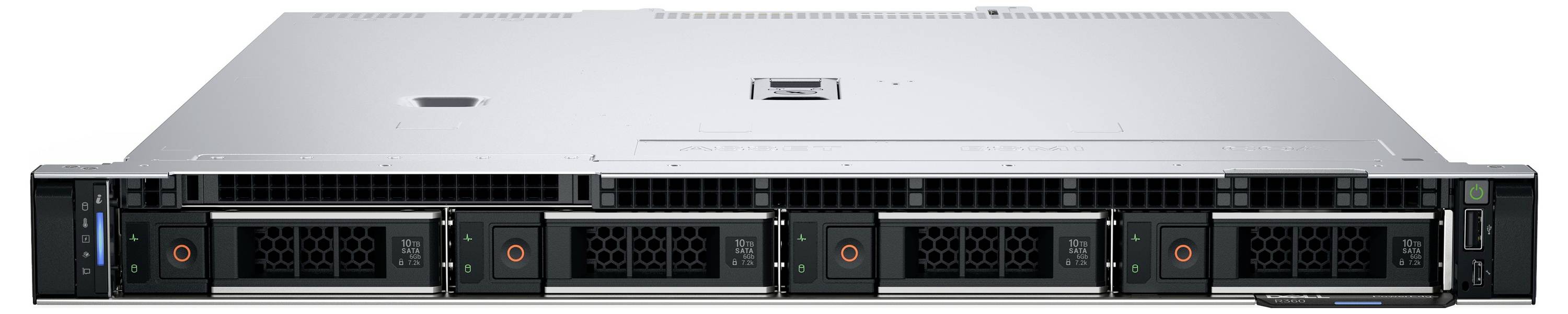 Un rack server con quattro vani per unità in un data center, idoneo per l'archiviazione e la gestione dei dati.